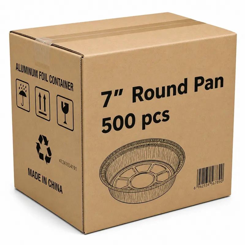 Wholesale 7-Inch Round Aluminum Foil Baking Pans – Lightweight & Oven-Safe (500 Per Case) 1