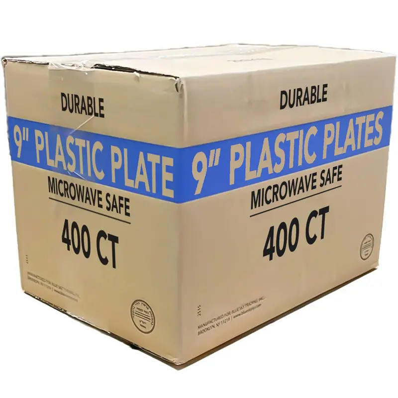 Wholesale 9-Inch Lightweight White Disposable Plastic Dinner Plates – 400 Per Case 1