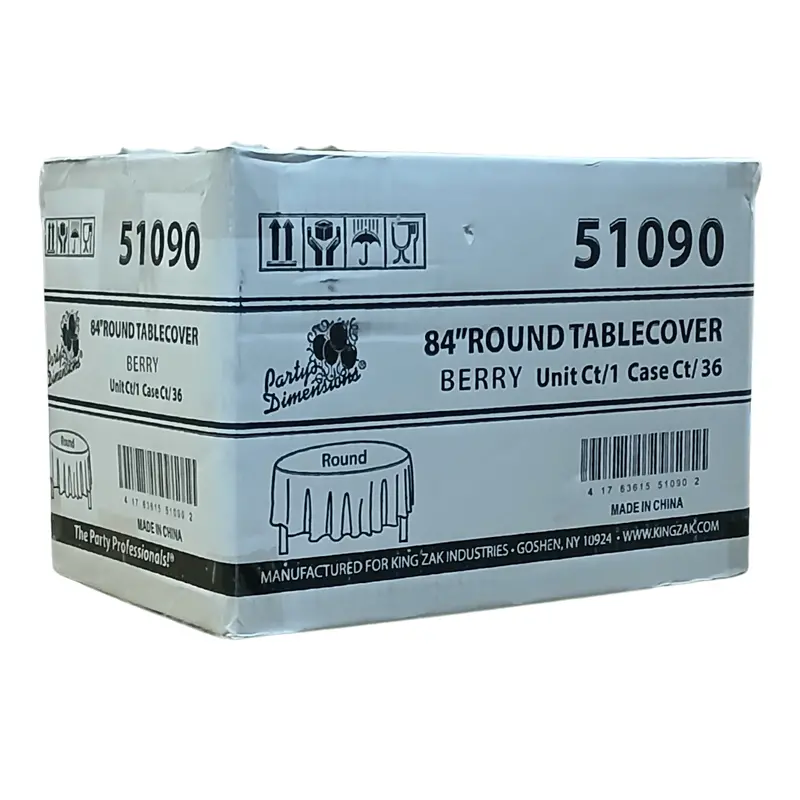 Wholesale Berry-Tone Round Disposable Plastic Tablecloth – 84" Diameter, 36 Per Case 1