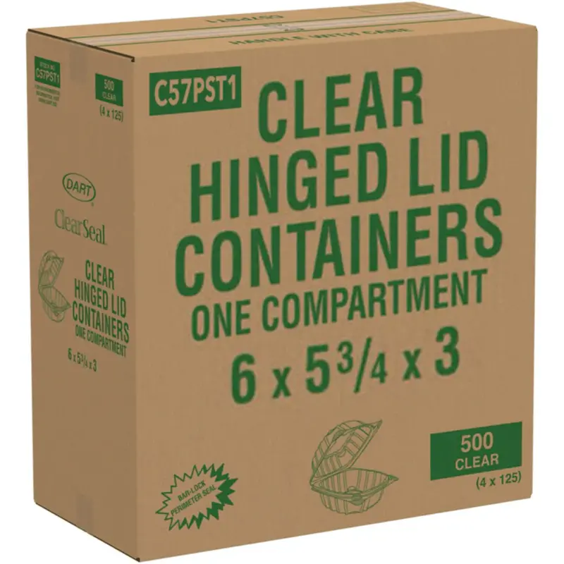 Wholesale Dart C57Pst1 Clear Hinged Plastic Containers – Enhanced Closure System (500 Per Case) 1