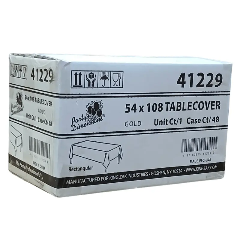 Wholesale Gold-Finished Disposable Tablecloth – 54" X 108" (48 Per Case) 1