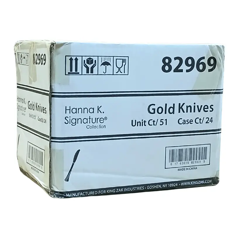 Wholesale Gold-Tone Heavyweight Plastic Knives – 1224 Per Case 1