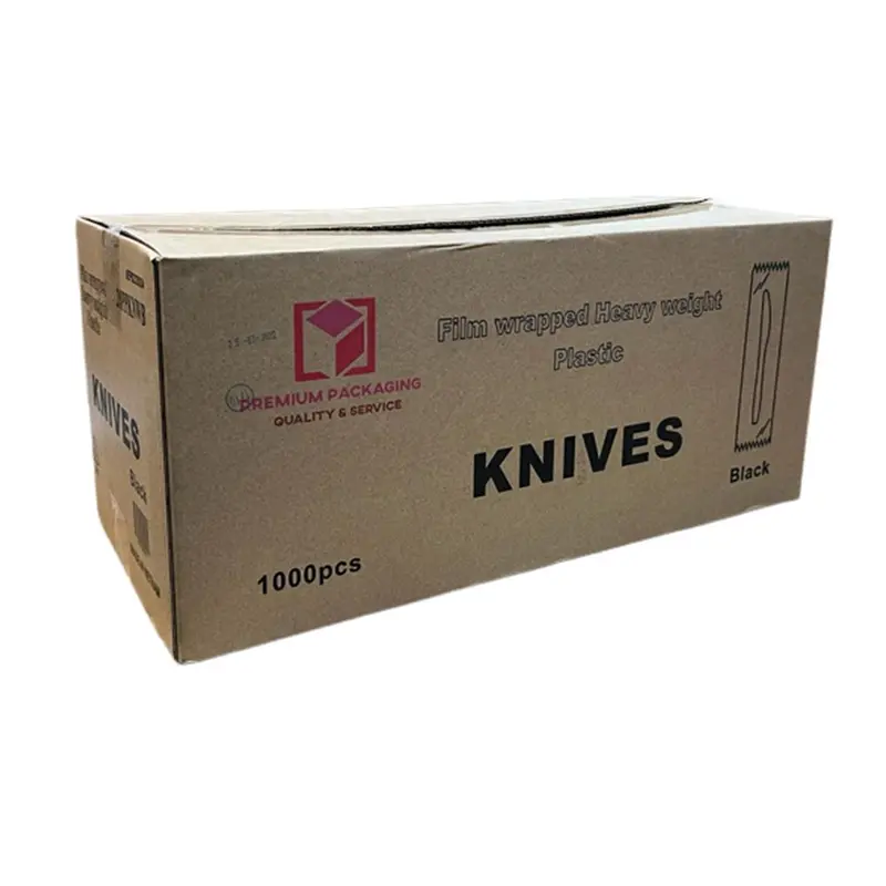 Wholesale Heavy-Duty Black Plastic Knives – Wrapped, 1000 Per Case 1