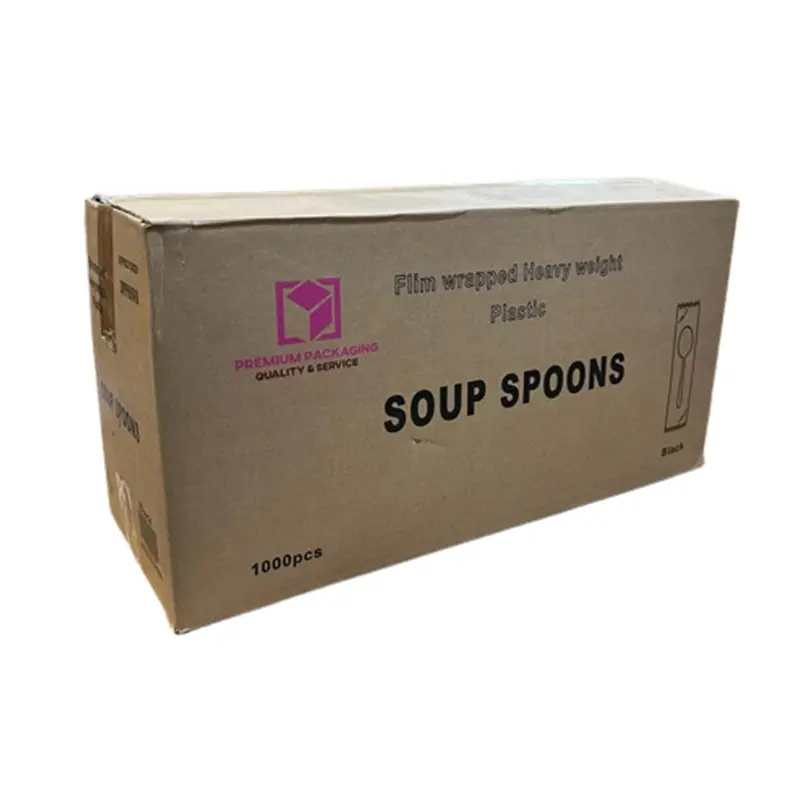 Wholesale Heavy-Duty Black Plastic Soup Spoons – Wrapped, 1000 Per Case 1