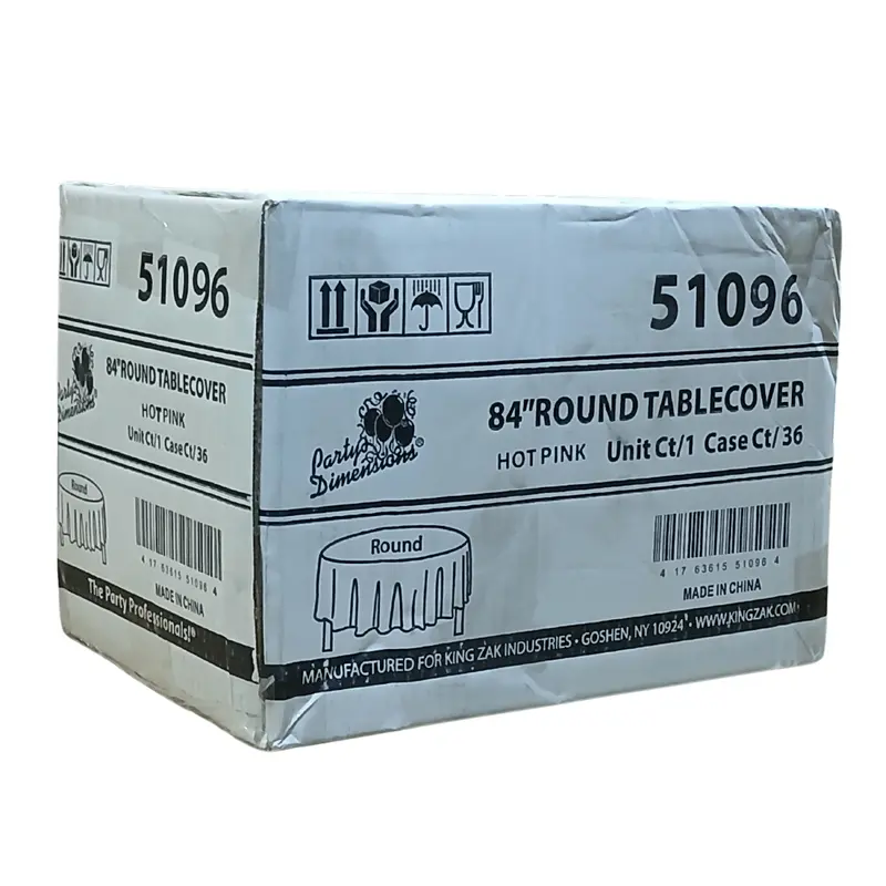 Wholesale Hot Pink Round Disposable Plastic Table Cover – 84" Diameter, 36 Per Case 1