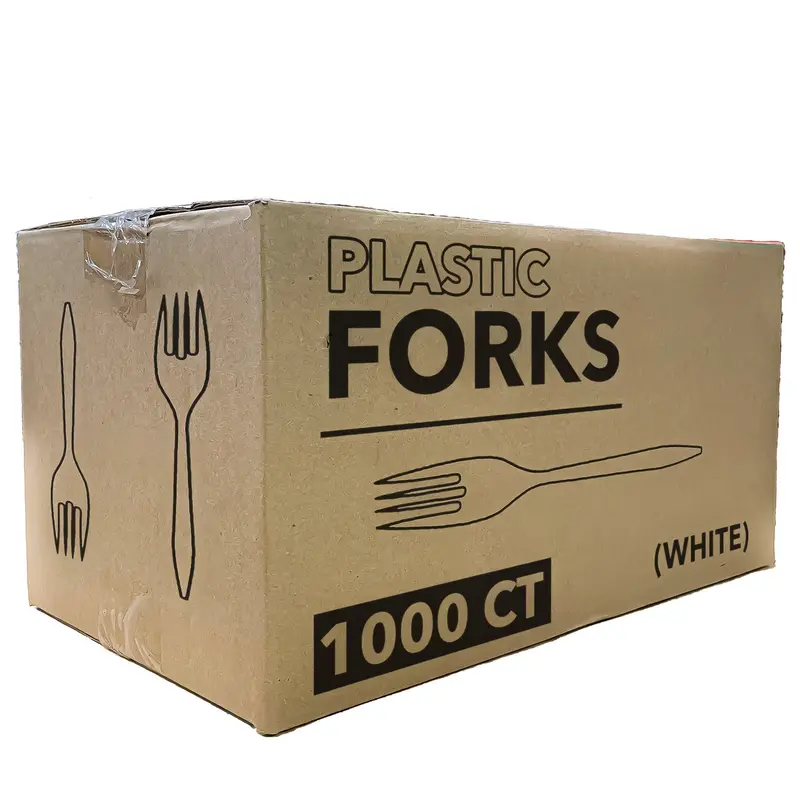 Wholesale Medium-Weight White Disposable Plastic Forks – 1000 Per Case 1