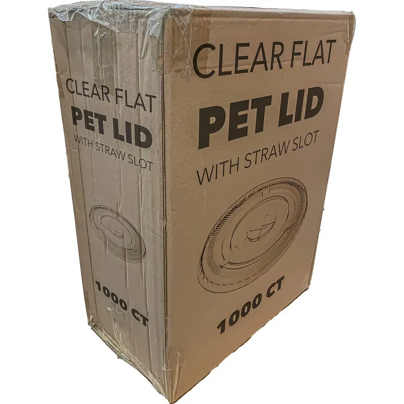 Wholesale Pet Flat Lids With Built-In Straw Slot – Compatible With 12 Oz To 24 Oz Cups, 1000 Per Case 1