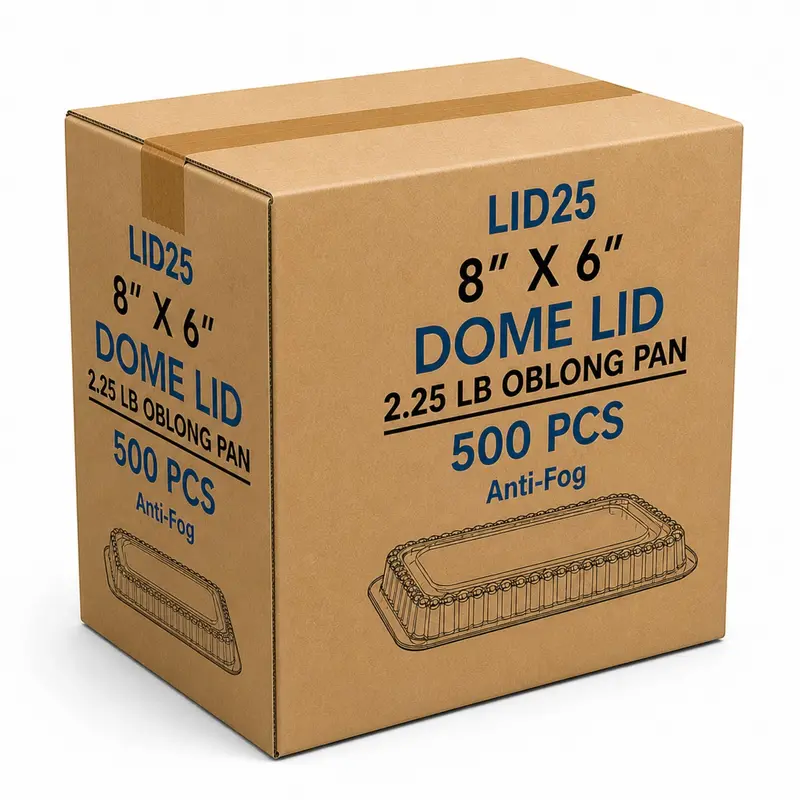 Wholesale Plastic Dome Lids For 2.25 Lb Aluminum Oblong Pans (8.25" × 5.75"), 500 Per Case 1