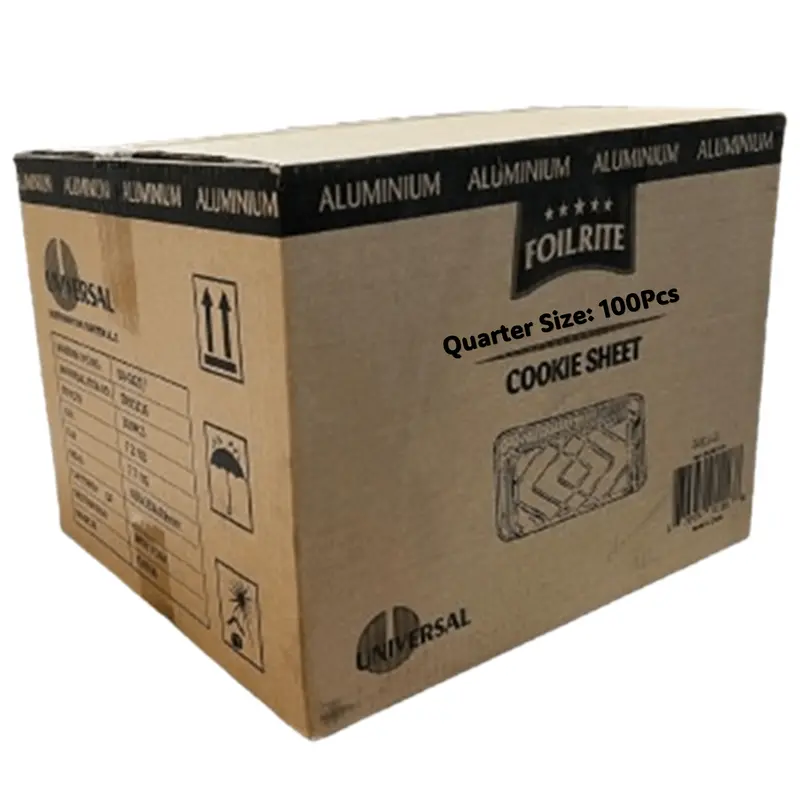 Wholesale Quarter-Size Disposable Aluminum Cookie Sheets – 100 Per Case 1