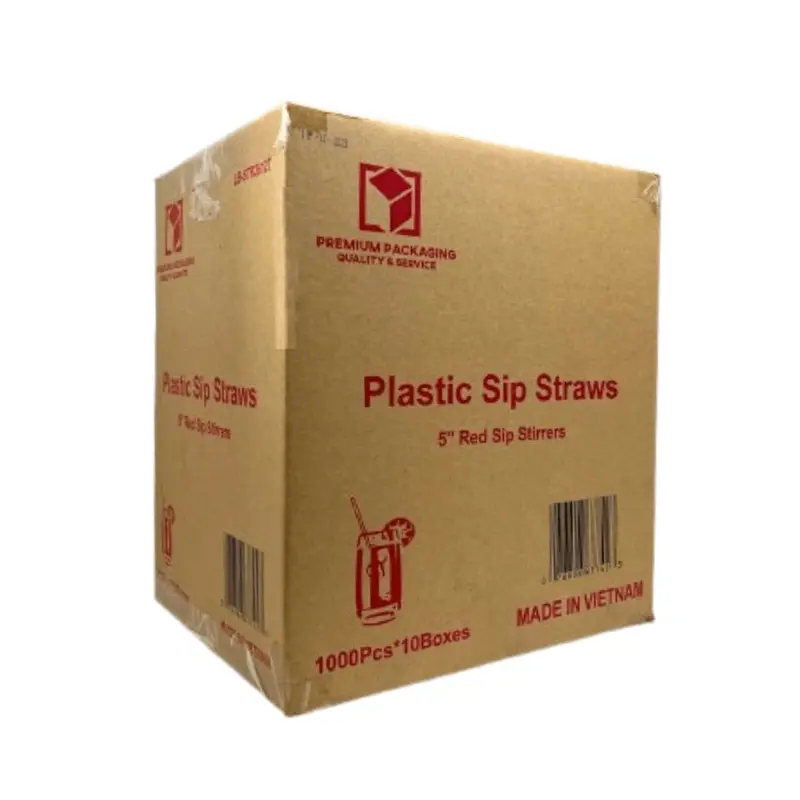 Wholesale Red Heavy-Duty 5-Inch Plastic Sip Stirrers For Coffee & Beverages — 1000 Per Case 1