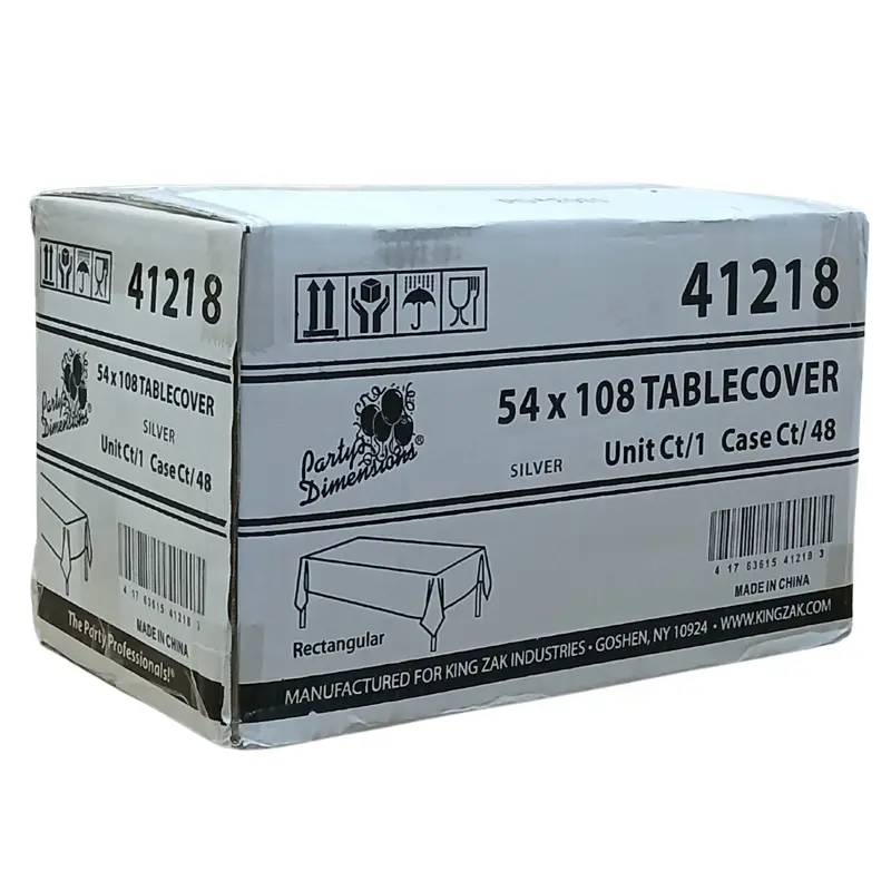 Wholesale Silver Metallic Disposable Table Cover – 54" X 108" (48 Per Case) 1