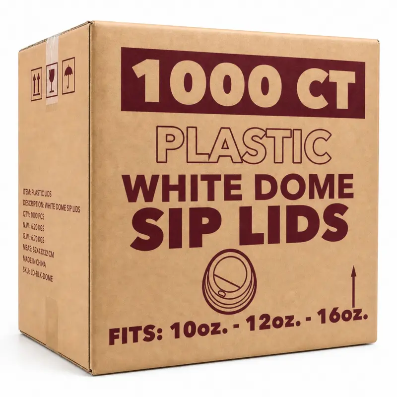 Wholesale White Dome Lids For 10 Oz, 12 Oz & 16 Oz Poly Paper Cups (1000 Per Case) 1