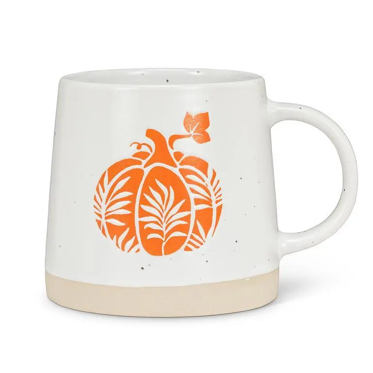 Wide-Base Ceramic Mug With Embossed Pumpkin Motif 1