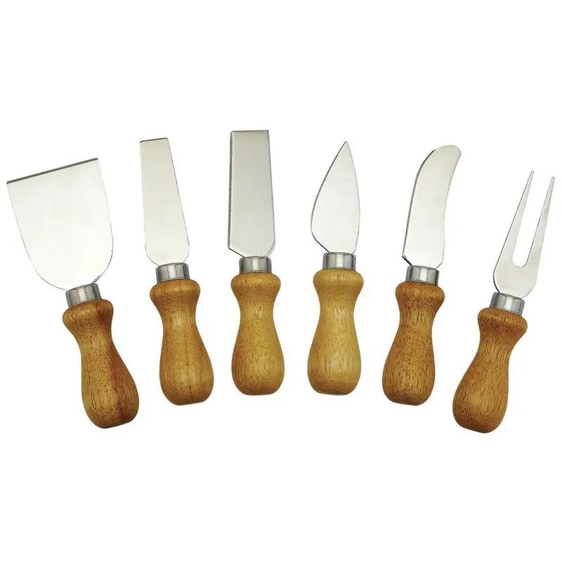 Winco Stainless Steel Cheese Knife Set With Natural Wood Handles 1