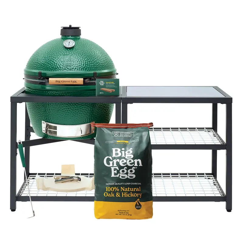 Xl Big Green Egg Grill With Modular Nest Stand And Expansion Kit – Includes Solid Stainless Steel Components And Dual Stainless Cooking Grids 1